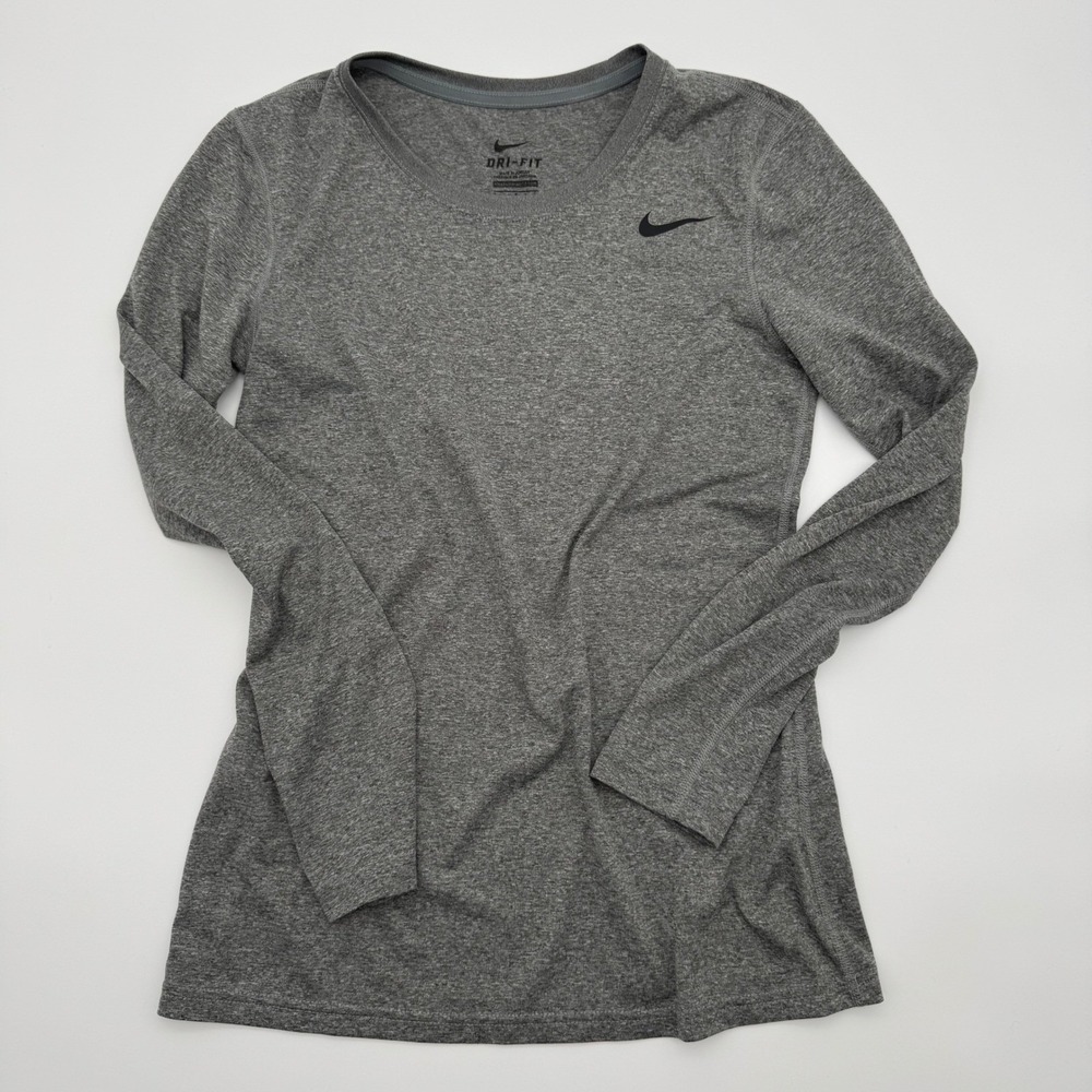 Nike Dri-FIT Womens Long Sleeve Training Shirt Heather Gray Small
